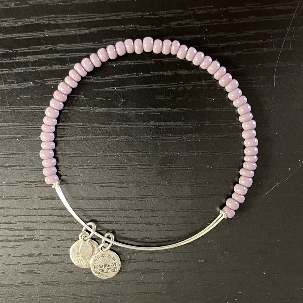 Alex and Ani silver tone light purple bead bracelet